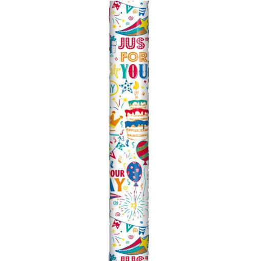 Picture of BIRTHDAY WHITE WRAPPING ROLL 70CM X 3 METERS